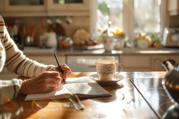 Osoba pisząca wiadomość w notatniku